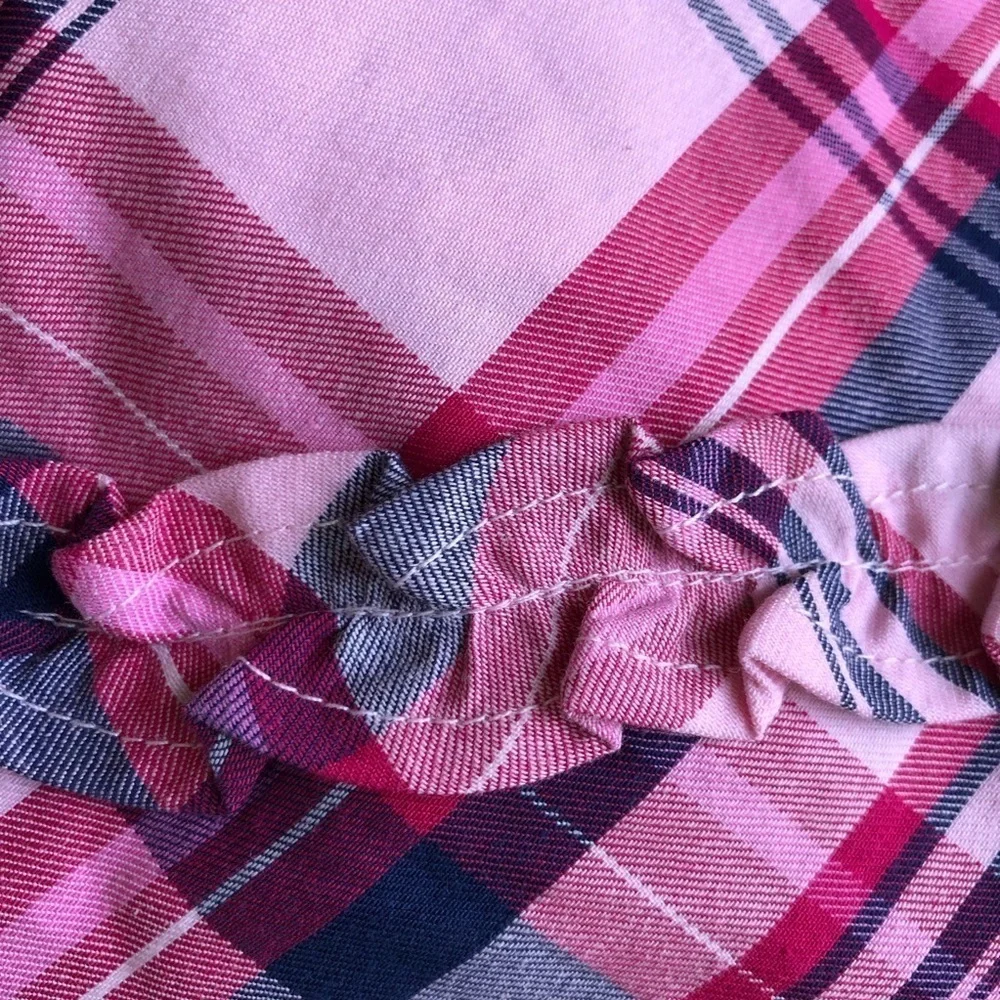 Gymboree Girls Pink Plaid Cotton Twill Dress Preppy Puppy Size 2T